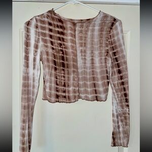 Brown Tie-Dye Long Sleeve Top